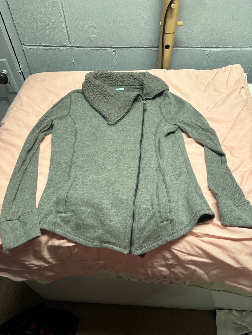 Maurices Gray Sherpa Collar Zip Sweatshirt Jacket
